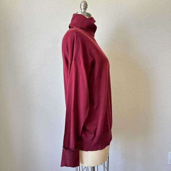 NWT 525 AMERICA Raundi Cold Shoulder Collarbone Pullover Sweater in Garnet - Picture 5 of 10